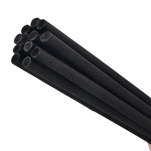 Set of 10 Black Rattan Rods in Natural Fibers