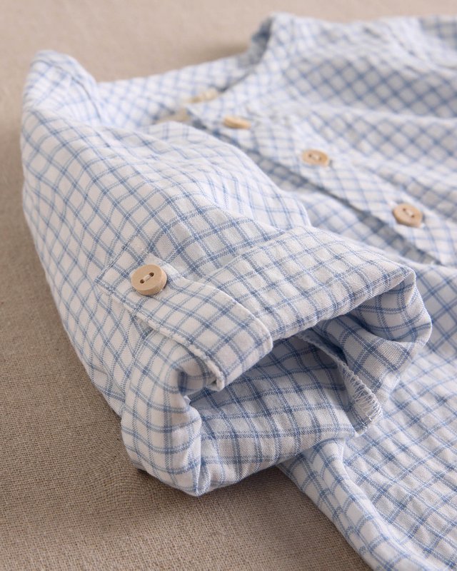 Set Baby Boy Hellblau Vichy kariertes Hemd und Shorts M19-21501394