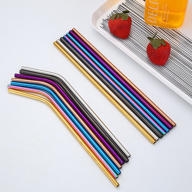 Klassischer Strohhalm – gerade oder gebogen – 215 x 6 mm – 6 Farben erhältlich