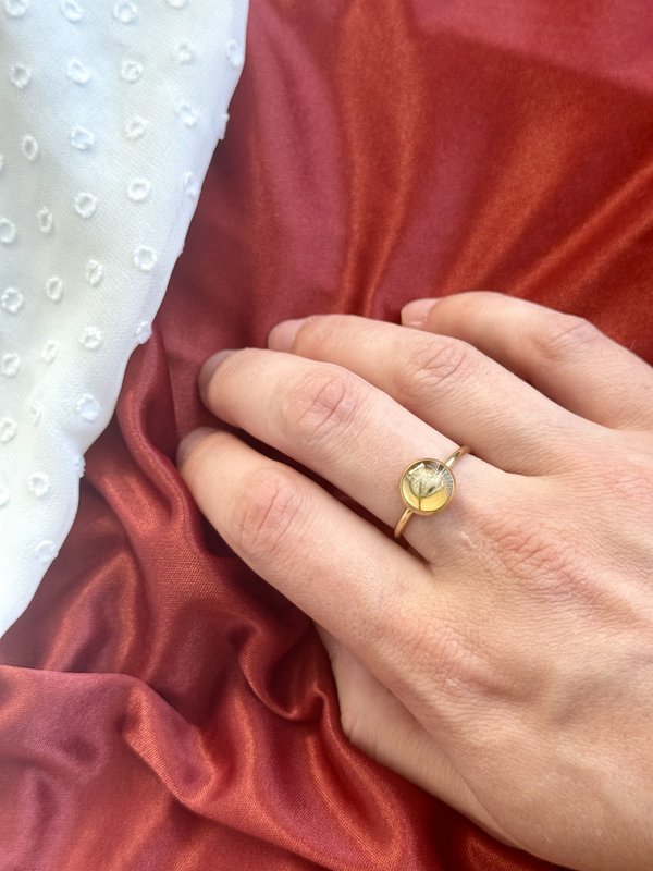 Stainless Steel Ring with real Gypsophila flowers