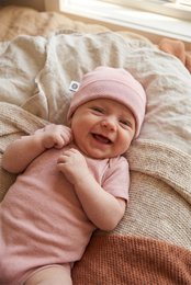 Wollen baby muts - Merinowol - Misty Rose
