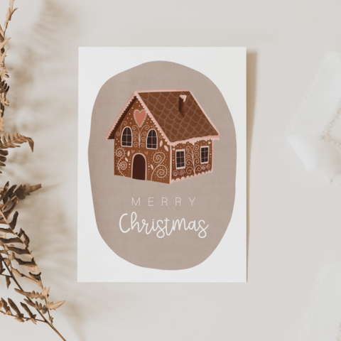 Kerstkaart - Peperkoekhuis