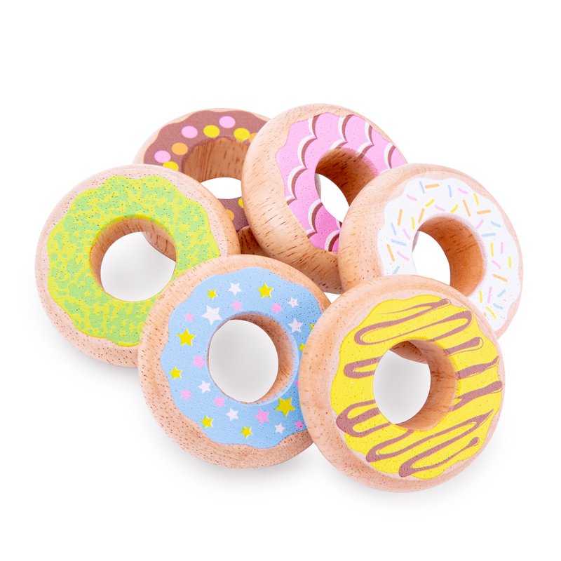 Houten Donut Set - 6 Stuks