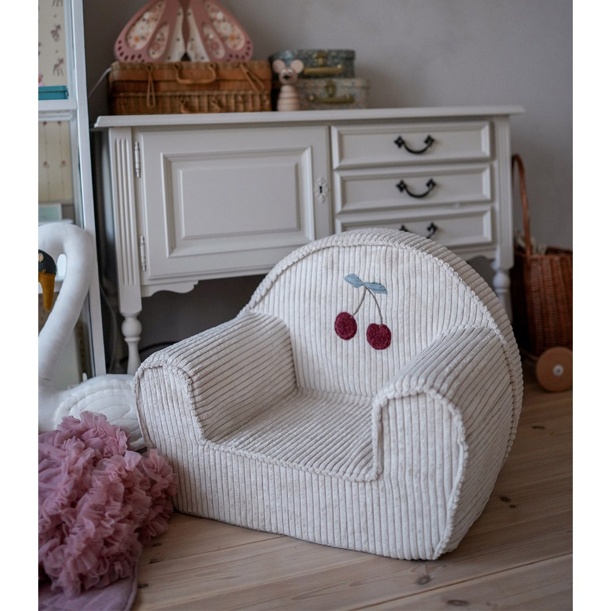 Corduroy toddler chair with cherry