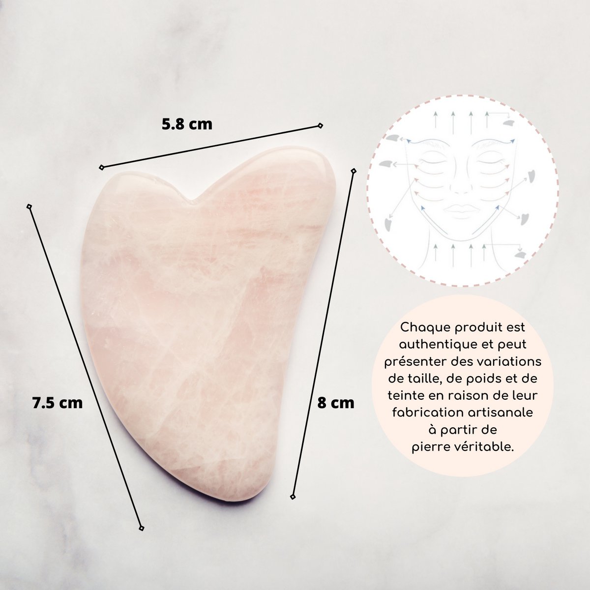 Maska na oczy ThermoConfort i zestaw Gua Sha z kwarcu różowego – Termoterapia – Niezbędne akcesoria kosmetyczne – Kamień naturalny – Narzędzie do liftingu