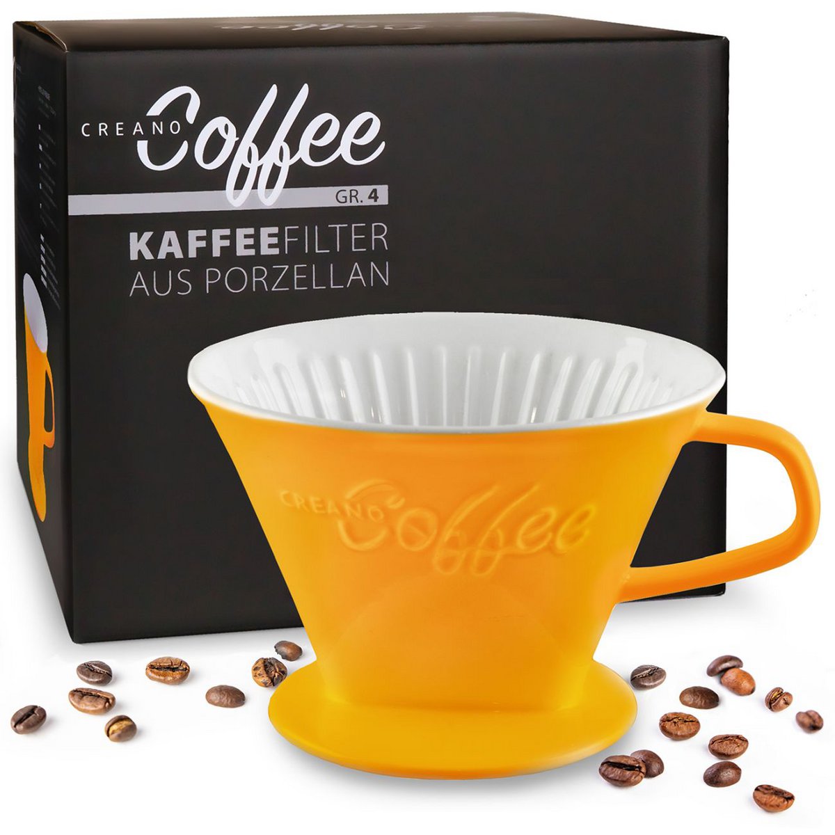 Creano porseleinen koffiefilterformaat. 4 saffraangeel