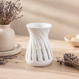 Parfumbrander uit de serie Céramy – Wit Corta – Gelakte keramische kaarsenhouder – Verspreiding van geurende was, etherische oliën – Decoratief cadeau-idee