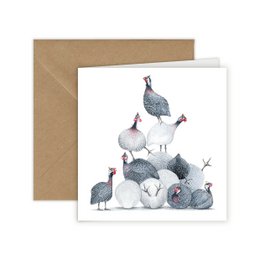 Lustige Perlhühner - Grußkarte, 13 x 13 cm, Vögel, Karten