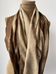 Scarf | Silk | Mernino wool | beige-brown | Handmade | Fair Trade | Nepal
