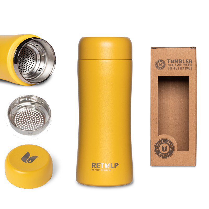 Tumbler Insulated double wall mug Yellow 300 ml