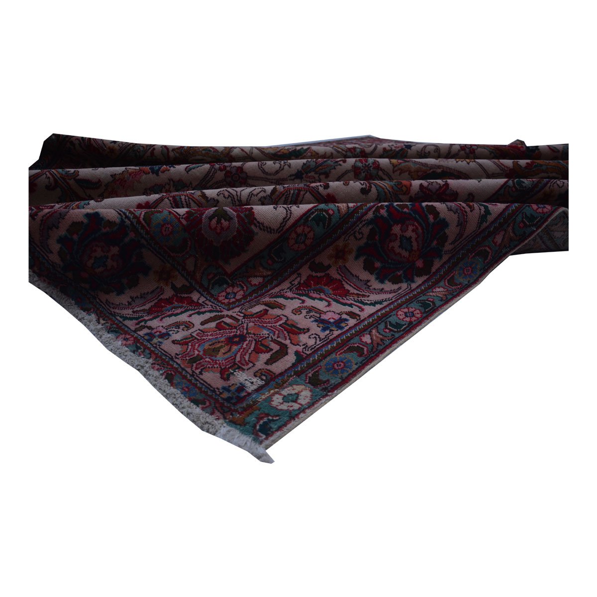 Tappeto orientale rosa vintage sovratinto