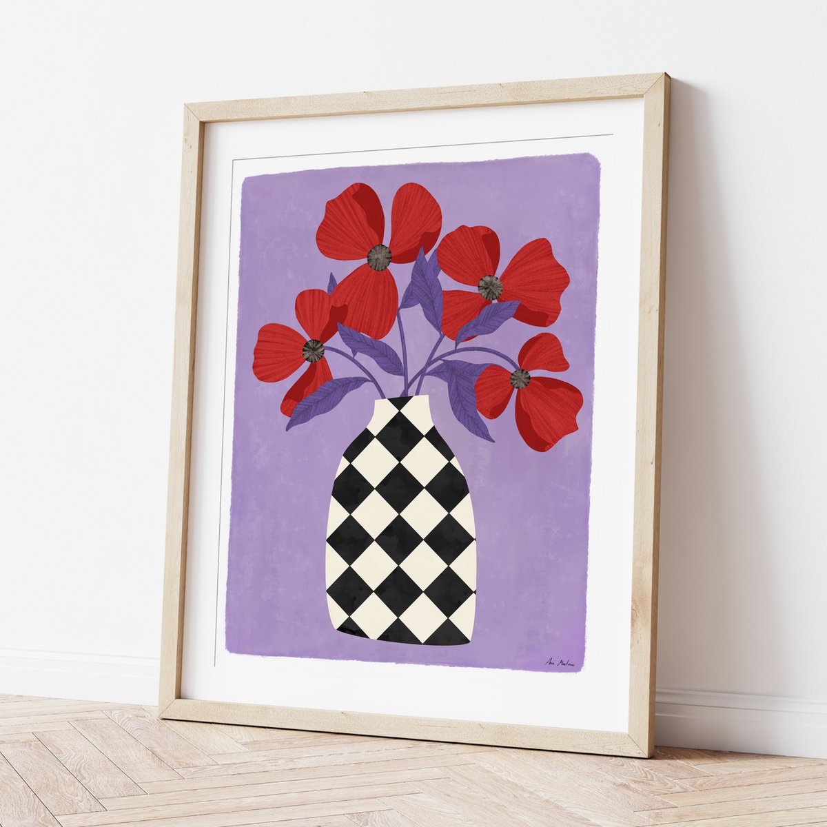 Vase og valmuer kunsttryk