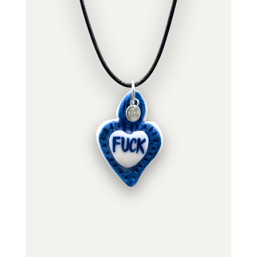 Charms - Rebel Blue Heart Porcelain Pendant
