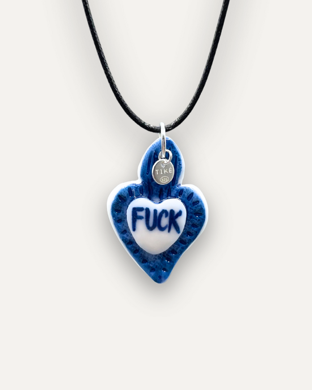 Charms - Rebel Blue Heart Porcelain Pendant