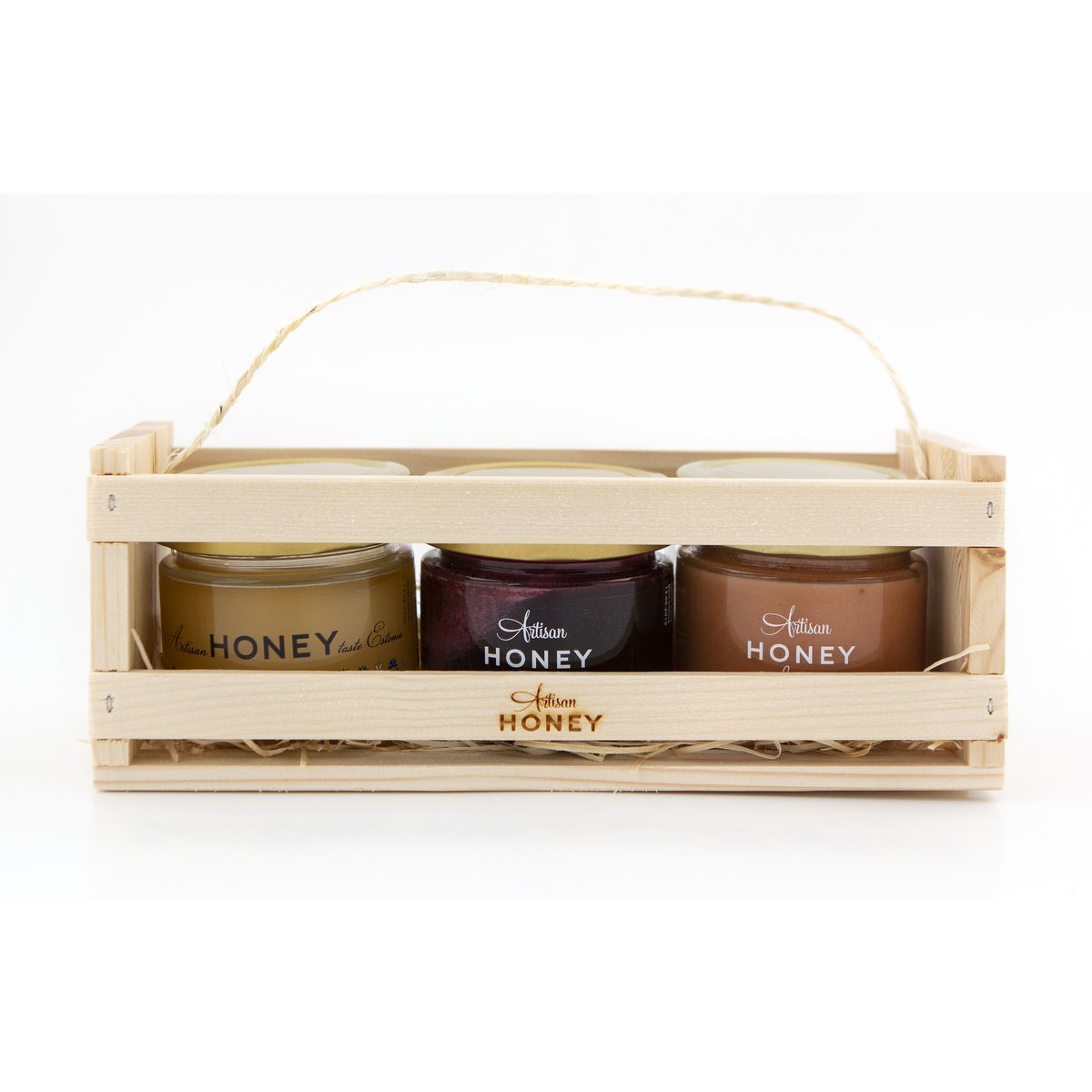 3x200 g package: blossom honey, honey with blueberries, honey with cranberries