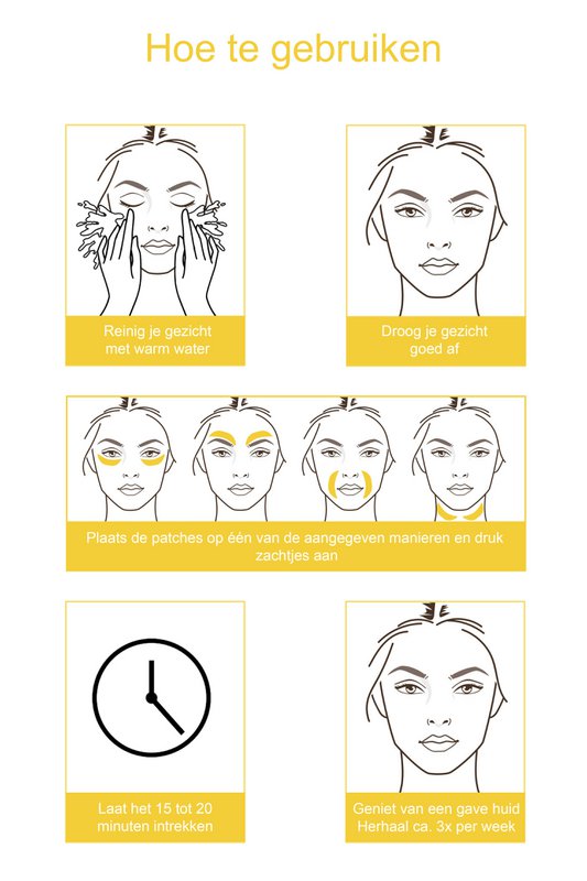 Máscara de ojos de colágeno de oro de 24 quilates 12 pares