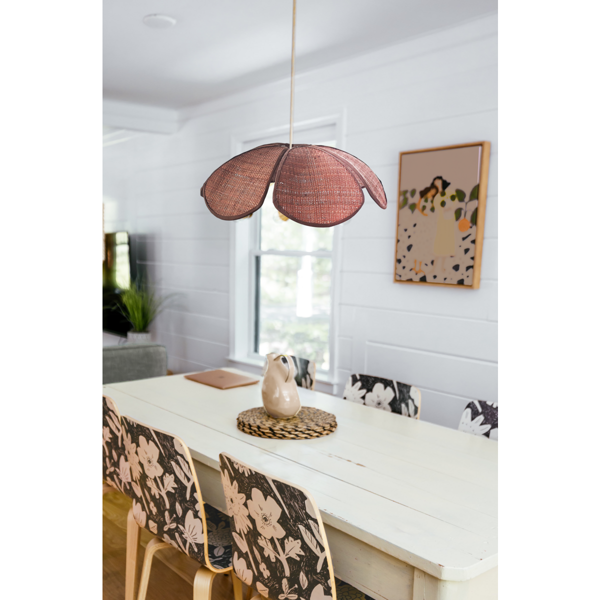 Håndlavet Raffia Loftslampe