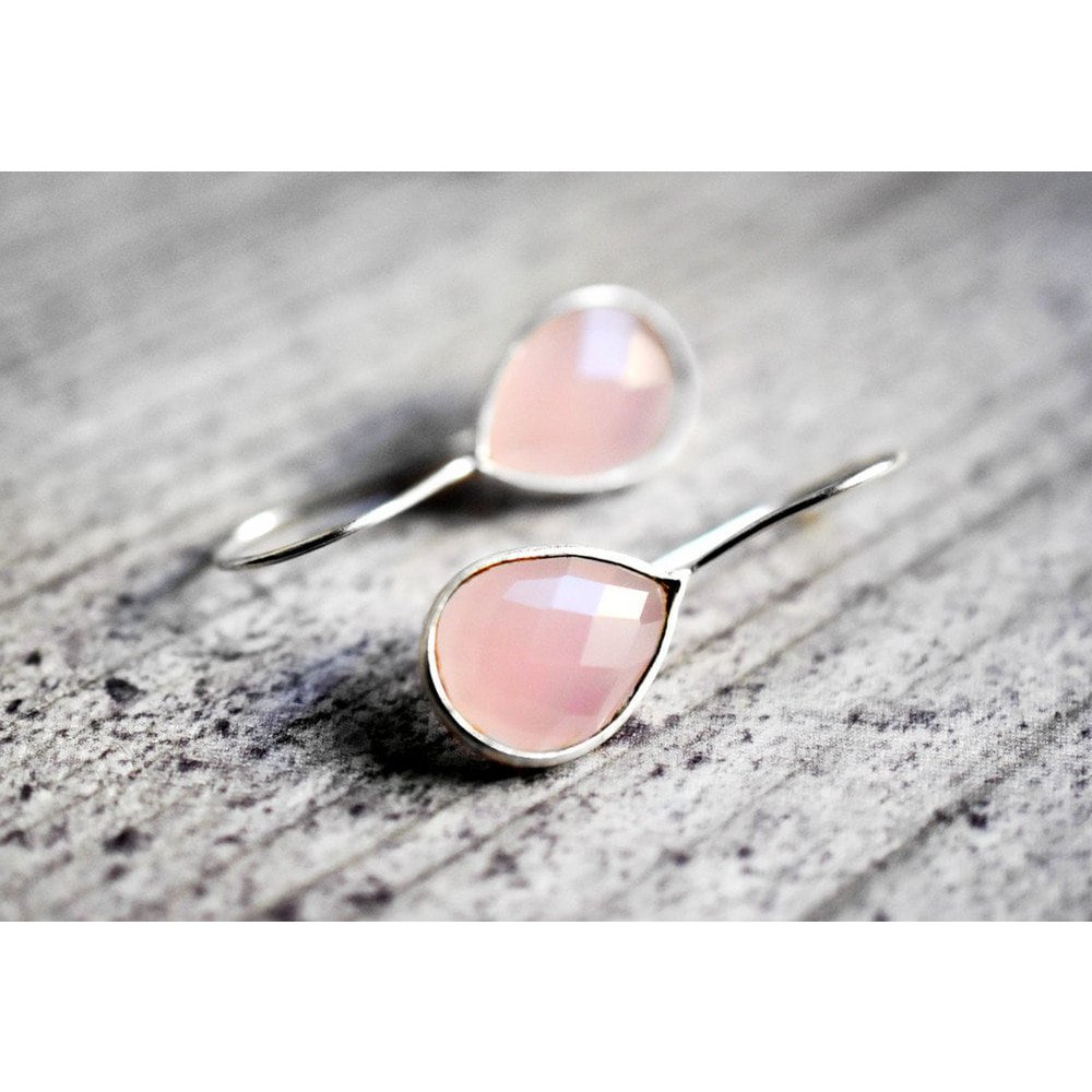 925 sterling zilveren rozenkwarts oorbellen - elegante edelsteen sieraden OHR925-102