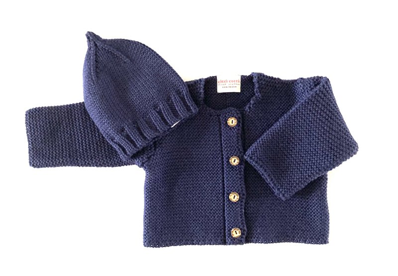 Set: Baby cardigan & Secret Santa hat made from 100% finest merino wool - the perfect gift for a birth