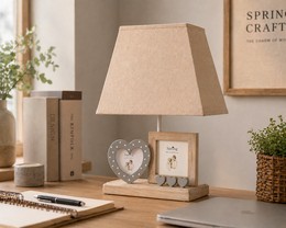 Photo lamp with lampshade h 42x35x19 cm in resin and fabric
