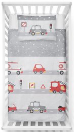 Komplet pościeli Beaver 100x135cm policja/straż pożarna w kolorze czerwono-srebrnym