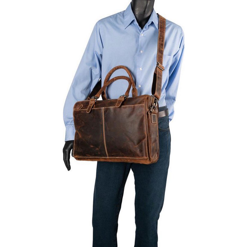 Bolso de hombro de búfalos con manijas Cognac Arrigo