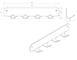 Gorillz Rounded Four Industrial Wall Rack 4 haczyki na wieszaki - czarny