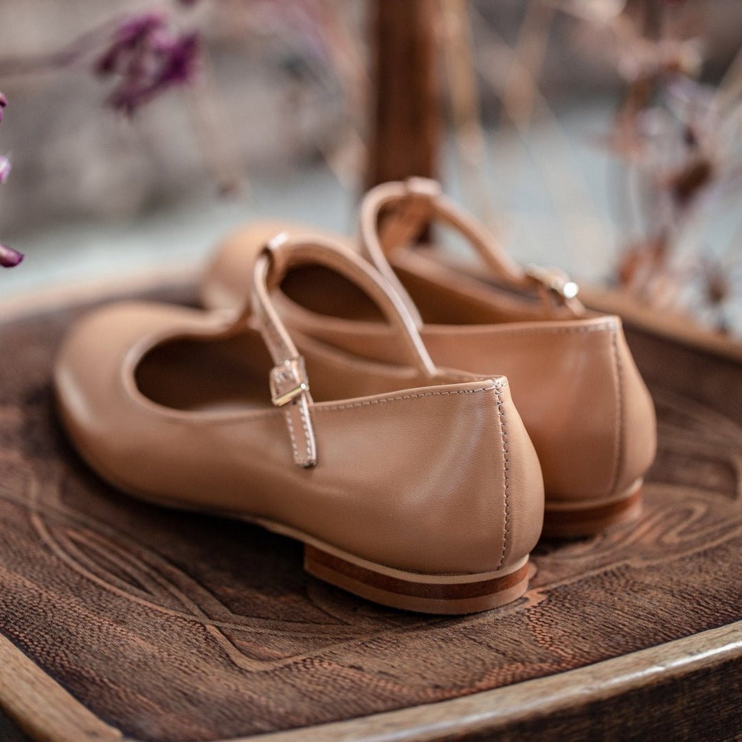 Handgemaakte leren ballerina's - Lotta - beige 34-42