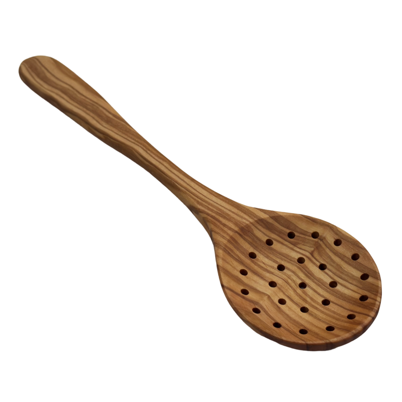Foam spoon "Plaisir" sieve spoon with olive wood holes