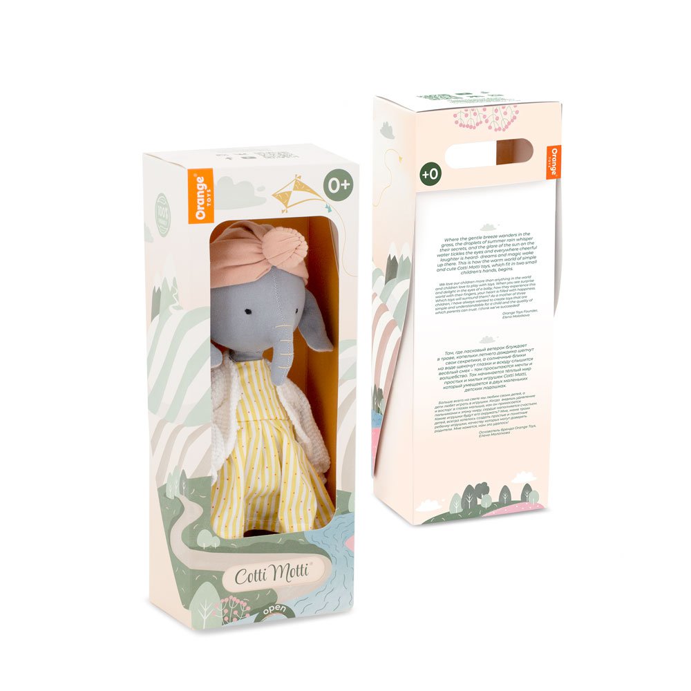 Peluche en coton, Cotti Motti, Alice l'éléphant (30cm)