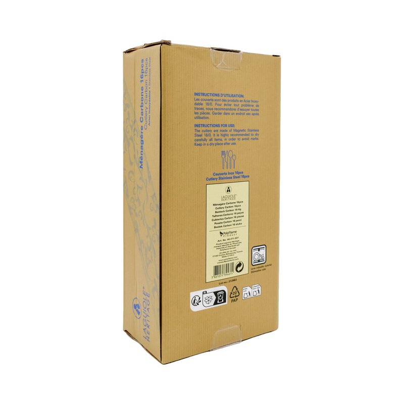 Ménagère Laguiole Héritage – Manche Carbone ABS – 16 pièces