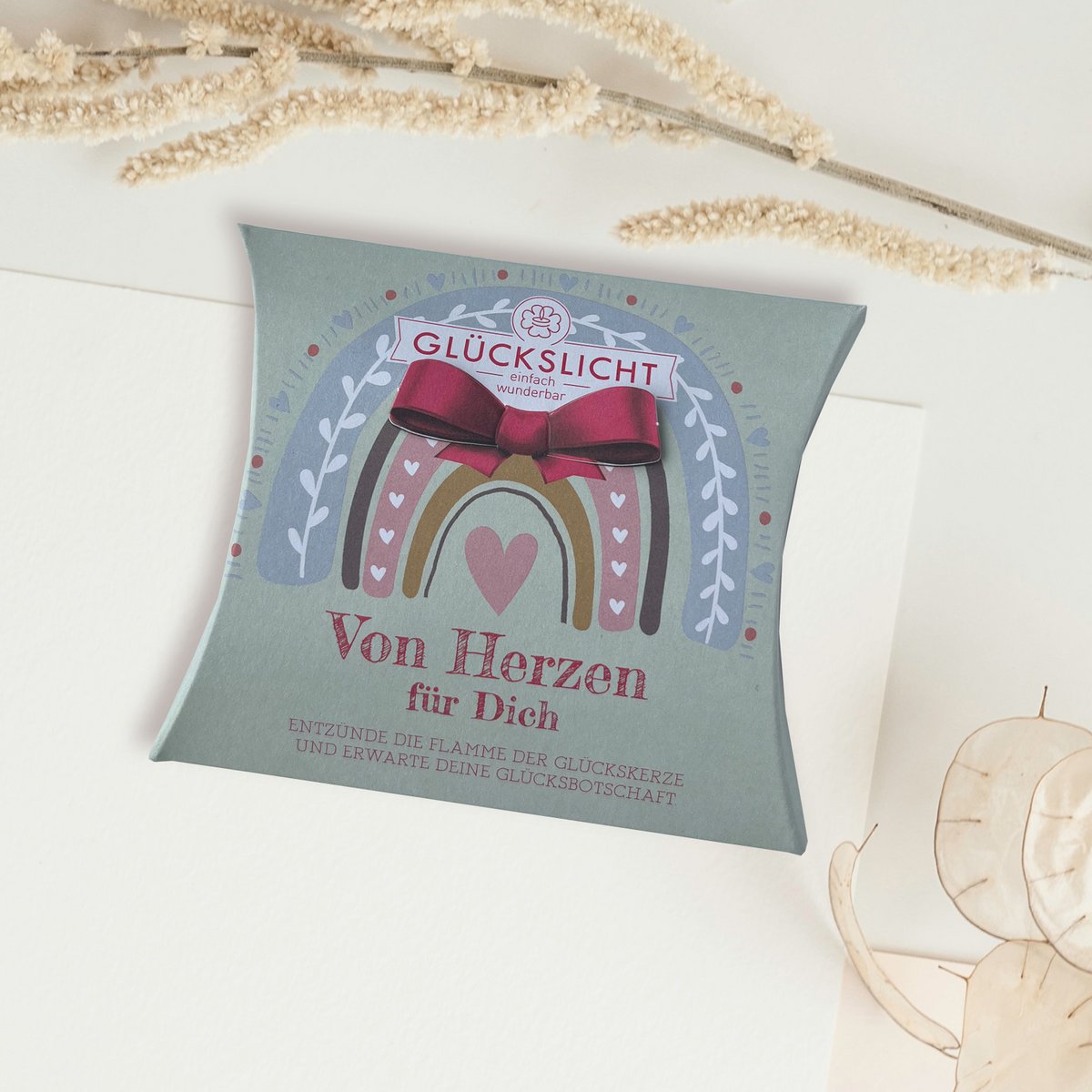 Luz de la suerte / En una caja de regalo con un lazo recortado 🎀 / Cálidamente / Desde el fondo de mi corazón para ti / VE 15
