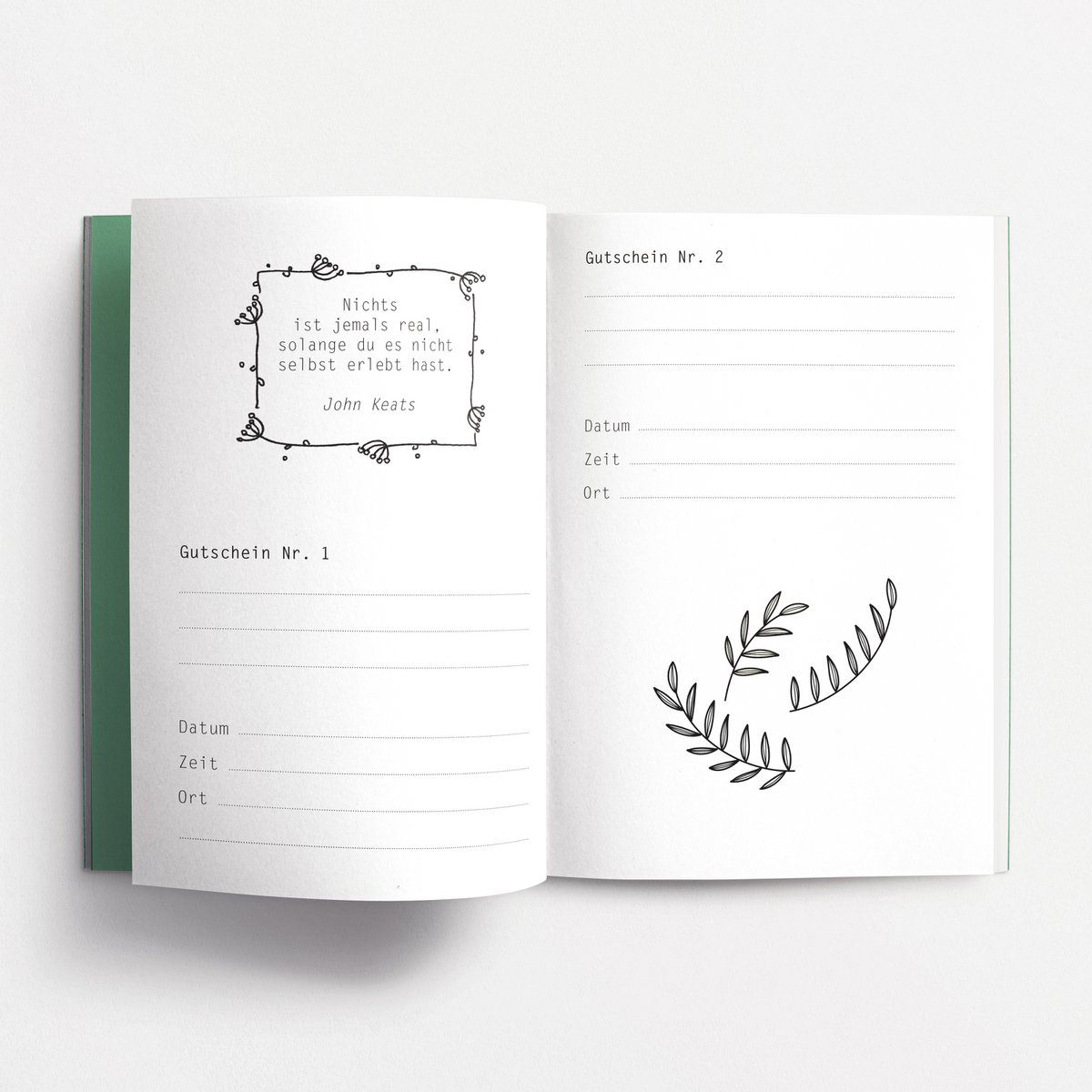 Coupon booklet time instead of stuff, dark green