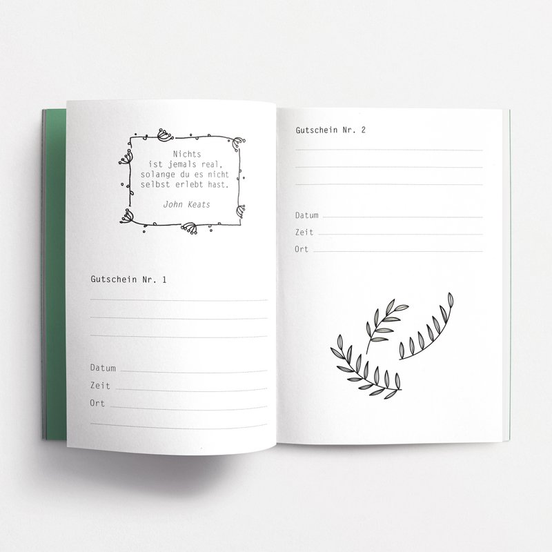 Coupon booklet time instead of stuff, dark green