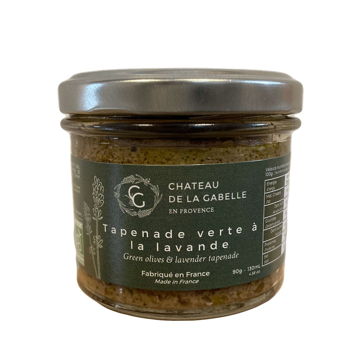 Green tapenade with organic lavender flower