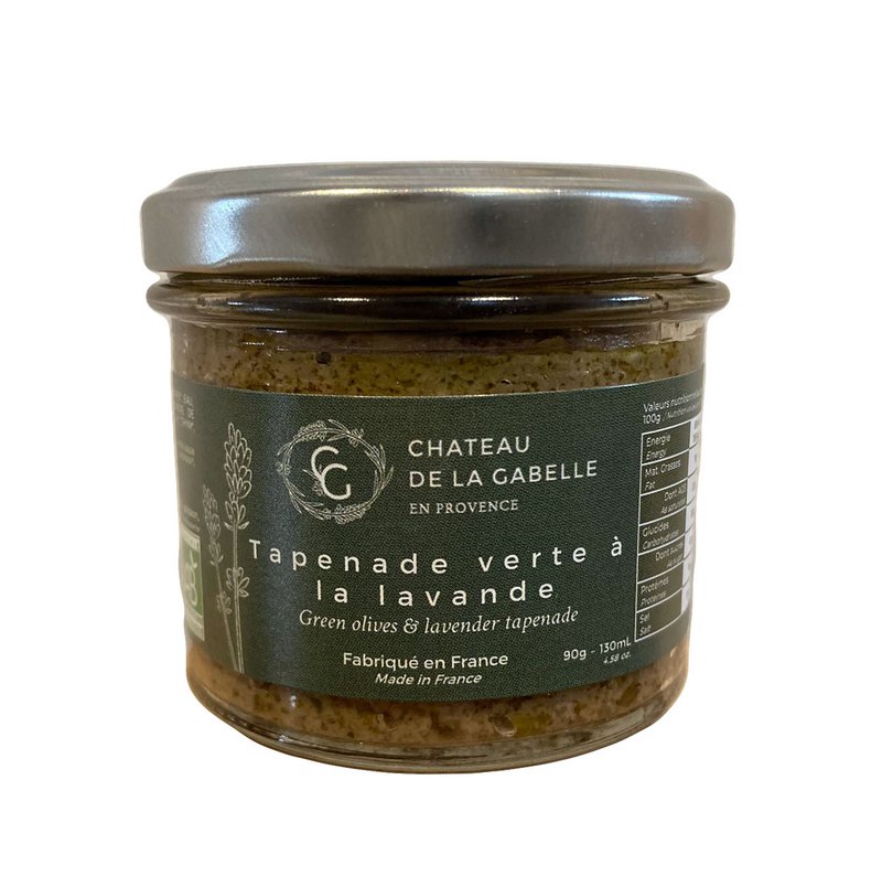 Green tapenade with organic lavender flower