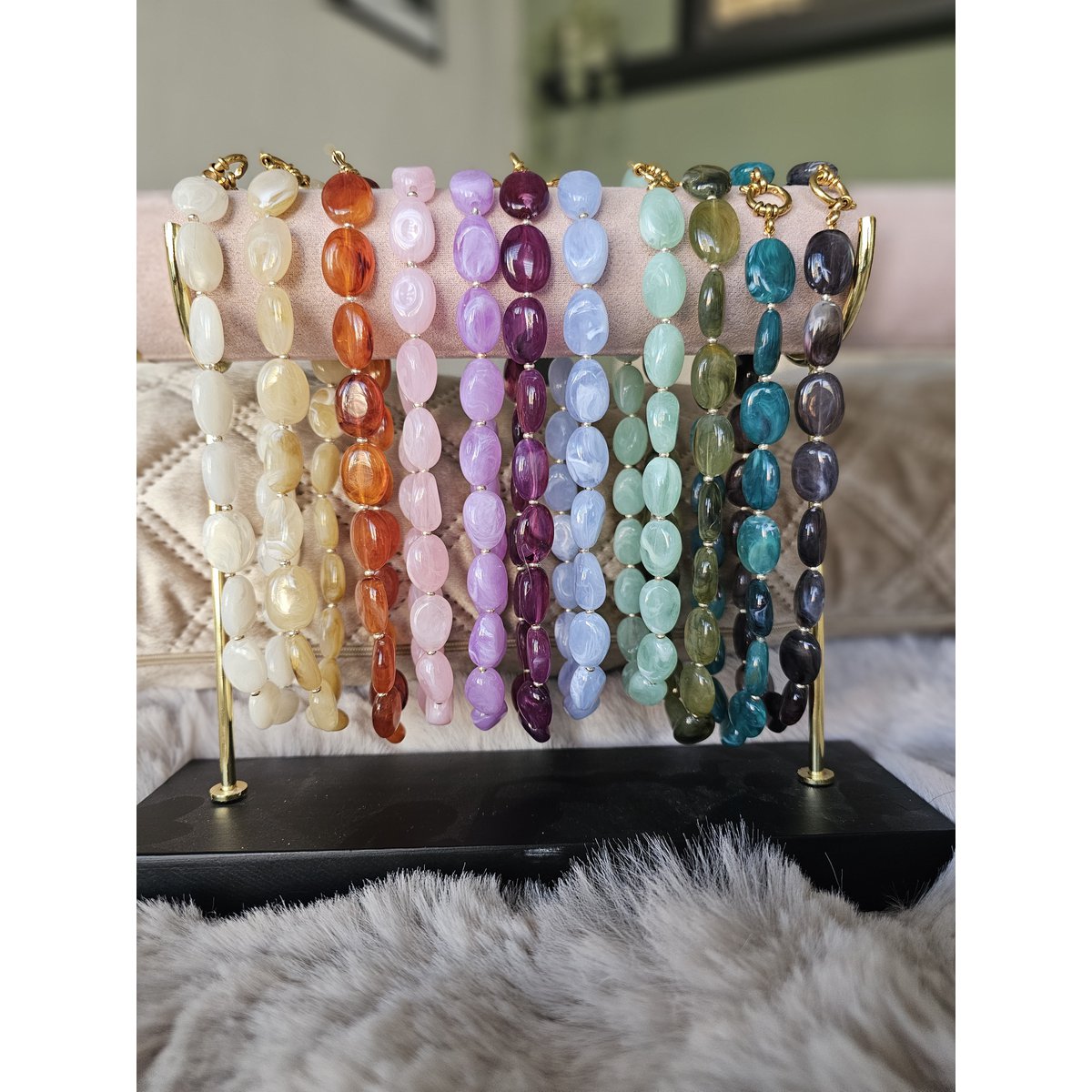 Collier de perles ovales pépite XL