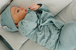 ENSEMBLE 5 PCS(CHEMISE+PANTALON+GANTS+BAVOIR+CHAUSSETTES)POUR NOUVEAU-NÉ (0-6 MOIS)-100%COTON-MOD. DUENDES - BLEU FONCÉ