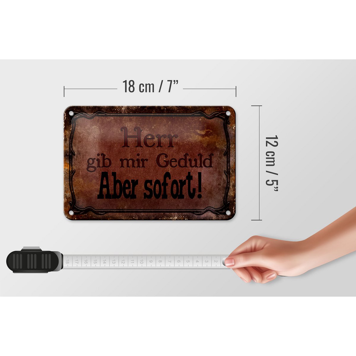 Tin sign saying 18x12cm Lord give me patience but immediately decoration