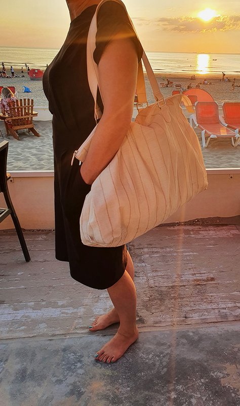 ANNA NERA Fairtrade Big Bag M - Met rits - Strandtas - Weekendtas - Shopper M naturel