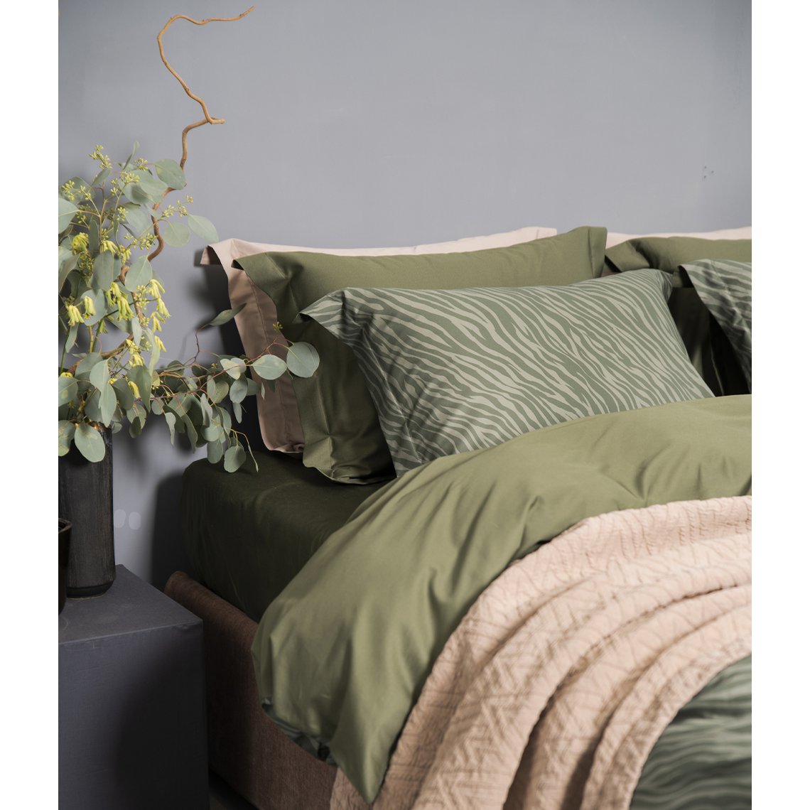 Satijnen beddengoedset Zebra Moss/Forest
