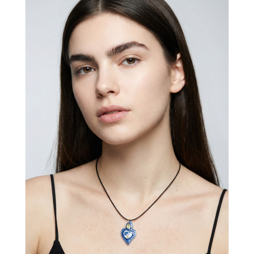Charms - Pendentif Amati Coeur Bleu En Porcelaine