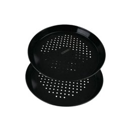 Set 2 Piatti Pizza Rotondi Forati, Forno e Barbecue 32 cm Barbecue Professionale FM