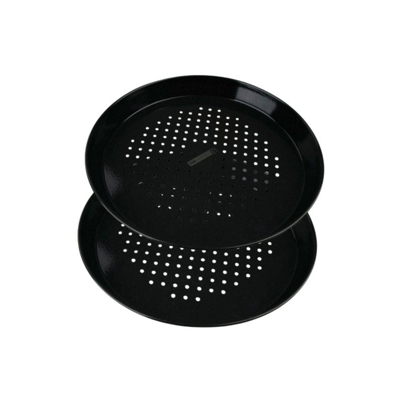 Set van 2 ronde geperforeerde pizzaborden, oven en barbecue 32 cm FM Professional Barbecue