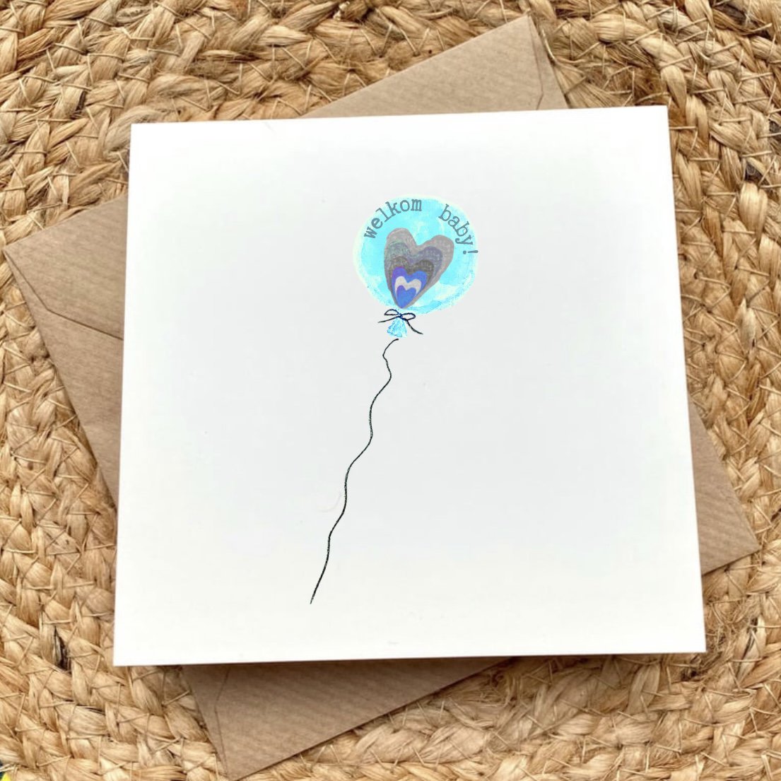 Karte Blauer Baby-Ballon