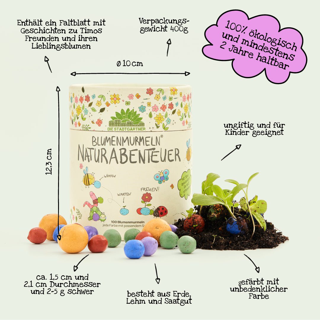 Blumenmurmeln Naturabenteuer, 100er Dose