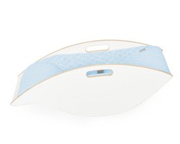 Baby bouncer wood white, fabric light blue