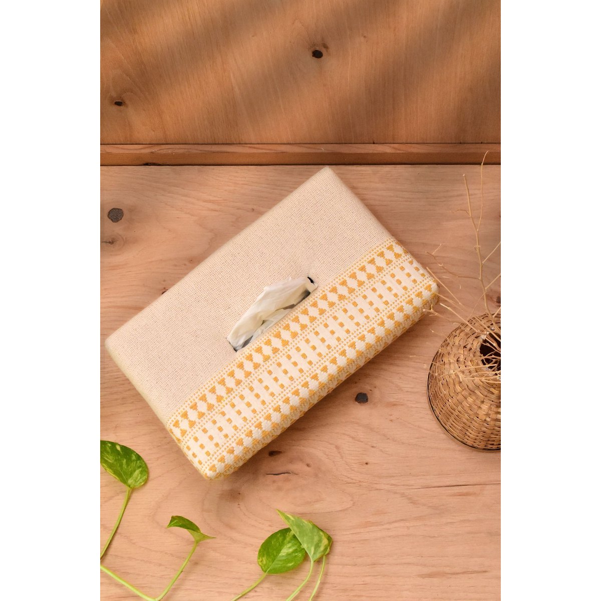 Tissue Box Cover | Handwoven Cotton Geometric | 24x14cm