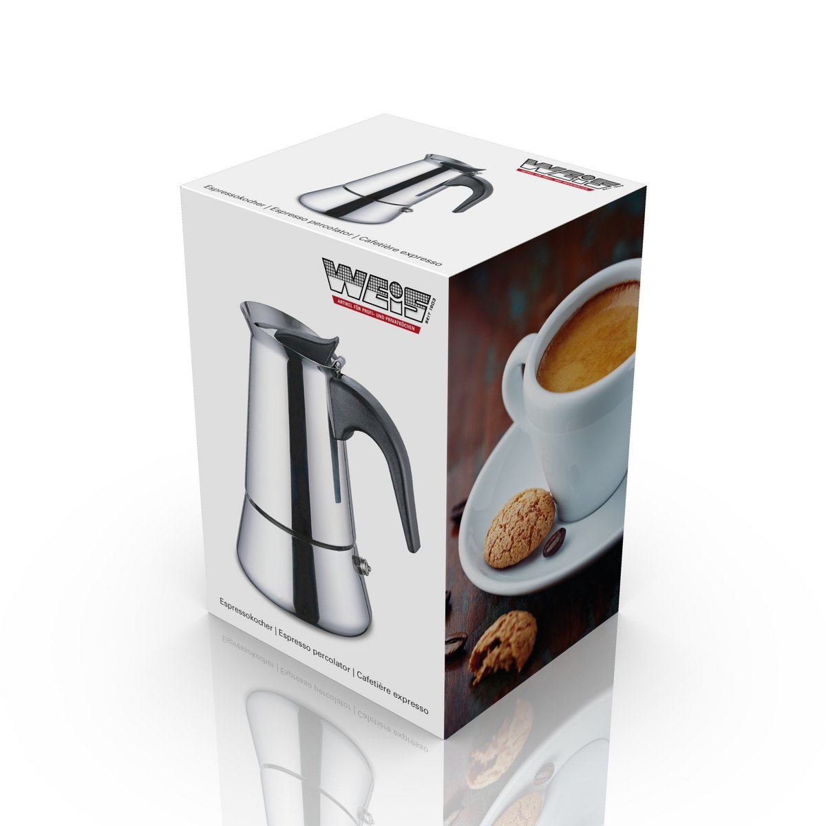 Stainless steel espresso maker for 4 cups