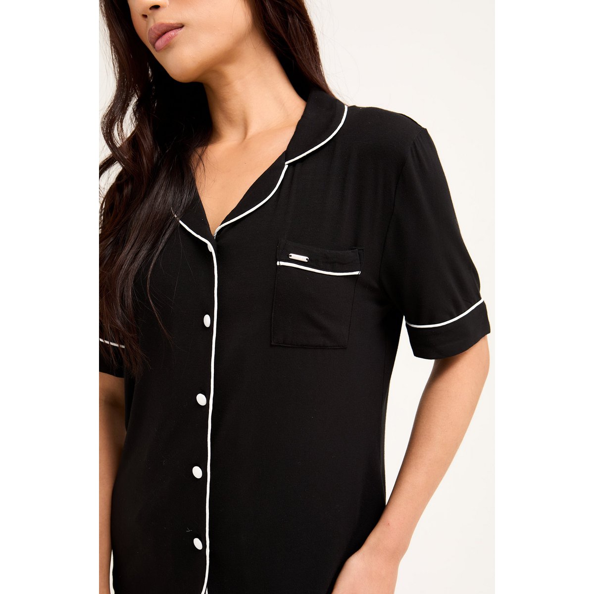 Bamboo Shirt Short Set in Black